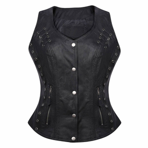 Gilet en cuir marron pour femmes, veste sans manches en véritable peau de mouton, pour femmes élégantes, taille personnalisée disponible, gilet en cuir pour femmes - Product Image 1