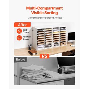 Organizzatore da Ufficio in Legno a 36 Scomparti con Cassettiera e Piano d'Appoggio Rimovibile in Truciolato - Product Image 2