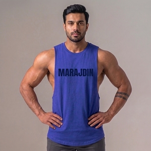 Men's Red Cotton Tank Top O-Neck Casual Printed Letter Front Style 100% cotton soft breathable Lightweight Deep armholes <b>Singlet</b> - Product Image 2