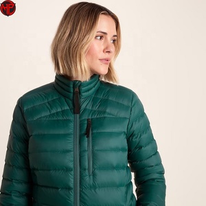 Veste d'hiver matelassée légère et pliable pour femme, en duvet vert, col montant, fermeture éclair, idéale pour l'extérieur - Product Image 3