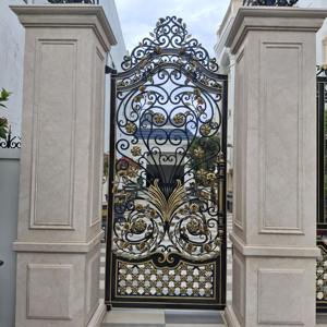 Porte en fer forgé de style européen, luxe européen, style français, cadre en acier massif 16x16mm, revêtement en poudre de cuivre noir, décoratif - Product Image 4