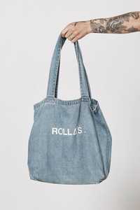 Urban Explorer Blue Denim <b>Tote</b> <b>Bag</b> For Women Large Capacity Cotton Fabric Shoulder Handbag With Bold White <b>Graphic</b> Print - Product Image 2