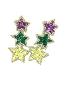 Pendientes Premium Mardi Gras Cuentas de semillas verdes de moda Diseño de bordado Hecho a mano Lindos tachuelas de moda Inspirados EN LA India - Product Image 3