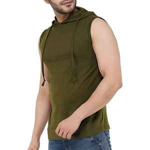 Camiseta sin Mangas de Alta Calidad para Hombre, Estilo Deportivo, Ligera, con Capucha, para Gimnasio, Impresión 3D, Relieve, Suministro ODM - Product Image 4