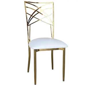 Luxury Gold Stainless Steel Wedding Chair White Cushion Phoenix Back Banquet Chair Elegant Party Event Dining <b>Seating</b> Pot - Product Image 1
