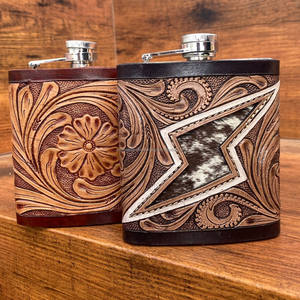 ขวดวิสกี้พกพาสำหรับบรรจุในกล่องเครื่องดื่มแอลกอฮอล์กลางแจ้งทำจากหนังเครื่องมือทำจากสเตนเลสขนาด8ออนซ์ใหม่ - Product Image 5