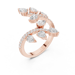 Rose Gold Pear Cut Diamond Open Wrap <b>Ring</b> Pave Band <b>Statement</b> <b>Ring</b> for Women - Product Image 3