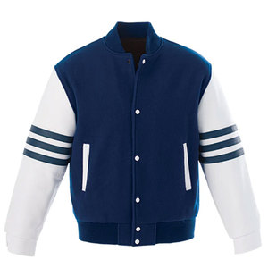 DAIZAN <b>STAR</b> INTERNATIONAL Men Varsity <b>Jacket</b> Canvas Polyester/Cotton Breathable Purple White Sleeve Solid Color Casual Stand - Product Image 2