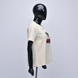 MRI Made High Quality Women <b>T</b> <b>Shirt</b> <b>Sequin</b> Embroidered Short Sleeve Crew Neck Cotton Solid Color Breathable Outdoor <b>T</b>-<b>shirts</b> - Product Image 3