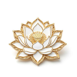 Pin de Flor de Loto Blanco Personalizado, Recuerdo Religioso Budista Hindú Tradicional - Product Image 4