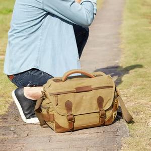 Sac à appareil photo en toile de cuir robuste, imperméable, antichoc, sac de voyage à bandoulière pour appareil photo reflex numérique avec fermeture à glissière LCCB-0018 - Product Image 4