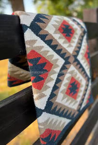 Meilleure qualité de laine de Nouvelle-Zélande Double tissage tapis de selle tissés à la main couleurs attrayantes pour Western Riding Show Horse Blanket - Product Image 3