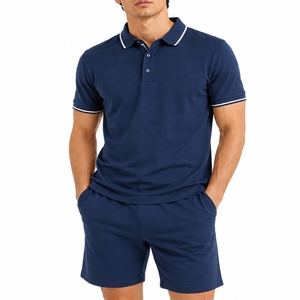 Men Polo Shorts <b>Set</b> Premium Casual Sportswear Custom Color Breathable Fabric Modern Style Soft Athletic Fashion Lightweight <b>Set</b> - Product Image 1