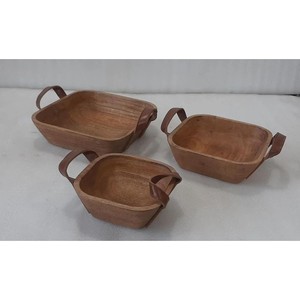 Mango <b>Wood</b> <b>Rustic</b> Fruit Bowl Set Wholesale - Natural Finish Handcrafted - Product Image 2