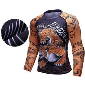 Wholesale Men's UPF 50+ Long Sleeve Printed Front Logo Rash Guard Surf <b>Swimwear</b> Quick Dry Breathable <b>UV</b> Protection - Product Image 6