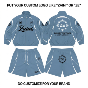 ZAINI Premium Casual Men's Winter Solid Knitted Polyester Taslon Windbreaker Short Set <b>Red</b> Contrast Panel Embroidered Screen - Product Image 1