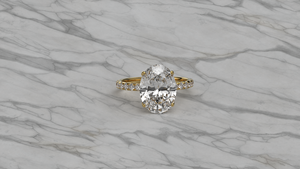 Anillo de Compromiso Solitario Clásico con Corte Ovalado, Chapado en Oro de 18K/14K, con Diamante Cultivado en Laboratorio de Corte Brillante Redondo, Joyería para Mujer - Product Image 3