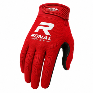 ถุงมือแข่งรถ RONAL SPORTS BMX/MOTOCROSS แบบเต็มนิ้ว ผลิตจากโพลีเอสเตอร์และผ้าฝ้าย ระบายอากาศได้ดี สำหรับทุกเพศ ปิดด้วยหัวเข็มขัด - Product Image 1
