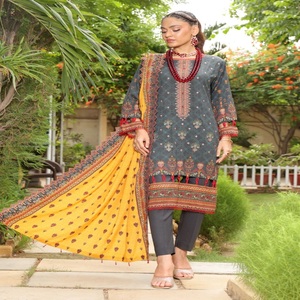 Ropa india y pakistaní para damas con estampado digital Trajes de 3 piezas Hermosa y elegante colección de Dr Haris Vol KINARA - Product Image 3