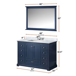 Blu navy 48 pollici. L X 22 Pollici Mobile bagno singolo con piano in marmo di Carrara e 46 pollici Specchio con Set di Rubinetti Inclusi - Product Image 6