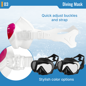 Masque de plongée professionnel OEM à lentille unique en verre trempé avec sangle à ajustement rapide pour la plongée avec tuba et la natation - Product Image 3