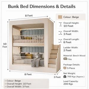 Lit superposé moderne de luxe pour enfants, lit superposé de qualité supérieure pour enfants avec échelle, lit superposé avec échelle - Product Image 5