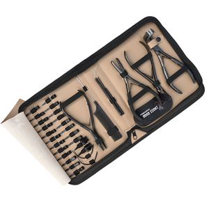 Kit d'outils pour extensions capillaires : Pinces de coiffage, aiguille courbée pour la séparation des mèches, peigne à queue, fil crochet, pince à sertir pour extensions à bandes adhésives - Product Image 1