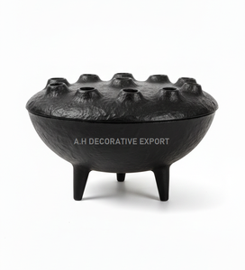 Matte Black Aluminium Tripod Flower Holder-Modern Industrial Wedding Floral Arranger Pot Textured Surface Multi-Hole Design - Product Image 4