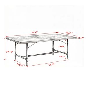 Tavolo da Pranzo in Legno Massello Rettangolare, Arredamento per Sala da Pranzo, Stabile e Assemblato, con Caratteristiche di Pietra Sinterizzata e Marmo - Product Image 3