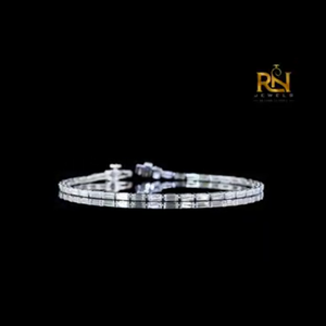 Baguette Cut Lab Grown Diamond Tennis Bracelet Modern Eternity Link Bracelet 9K 14K 18K <b>Solid</b> <b>Gold</b> Fine Jewelry - Product Image 2