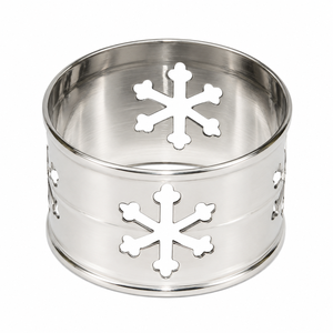 Silver <b>Snowflake</b> Napkin Ring | Elegant Metal Christmas Table <b>Decor</b> Holder for Wedding Dining Party Holiday Dinner Table Setting - Product Image 1