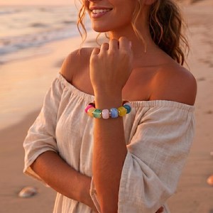 Nueva Pulsera de Cuentas de Resina con Forma Irregular, en Oferta, para Fiesta, Hecha a Mano, Multicolor, Forma Redonda - Product Image 1