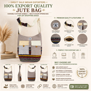 Sac en chanvre réutilisable de qualité supérieure |   Sac de transport léger et portable antivol pour usage quotidien |   Vente en gros, exportation en Inde, approvisionnement en vrac - Product Image 5