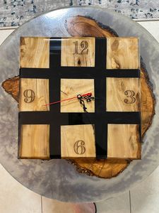 Large Handmade Epoxy Resin Wood Wall <b>Clock</b> Modern Luxury River Table Design Silent Quartz <b>Movement</b> Home Decor Custom Wooden - Product Image 5