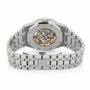 Montre mécanique octogonale de luxe pour homme, bracelet en acier inoxydable avec diamants, cadran analogique, verre saphir, fermoir déployant, 40 mm - Product Image 2