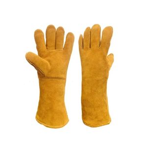 Gants de sécurité en cuir résistant à la chaleur 100°C, doublés de laine, avec coutures en aramide, pouce à ailettes, quatre doigts, pour travaux industriels - Product Image 1