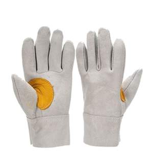 Split Leather Safety Gloves Reinforced Yellow Grain Leather Padding Keystone <b>Thumb</b> Leather <b>Cuff</b> Rigger Construction Work Gloves - Product Image 1