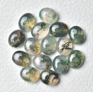 Cabujón Ovalado de Ágata Musgosa Verde Natural para Joyería, Piedra para Joyería Personalizada - Product Image 6