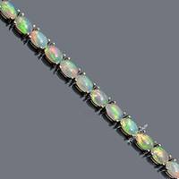 Bracelet à breloques opale en argent sterling, opale arc-en-ciel, cadeau unisexe pour elle