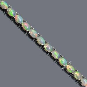 Bracelet à breloques opale en argent sterling, opale arc-en-ciel, cadeau unisexe pour elle - Product Image 5