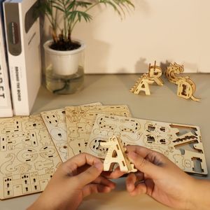 Set di Puzzle 3D in Legno Fai-da-Te, 26 Lettere Animali A-Z, Kit Modelli Artigianali, Regalo di Natale Unico - Product Image 5
