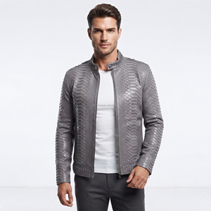 Chaqueta de Moto para Hombre, Negra, de Cuero PU Repujado, Cuello Alto, Cierre de Cremallera, Corte Ajustado, Otoño, Servicio OEM, Logotipo Frontal, Impermeable - Product Image 5