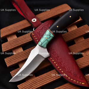 UA Supplies Custom Drop Point Hunting Knife Stainless Steel Blade Wood Handle Red <b>Leather</b> Sheath Outdoor Survival Camping <b>Tool</b> - Product Image 4