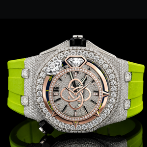 Montre de luxe pour homme en moissanite sertie de diamants, bracelet entièrement pavé de diamants - Product Image 1