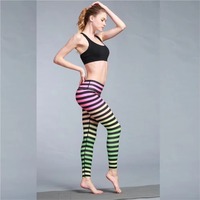 Ensemble 2 pièces OEM pour femme, fitness, rayé, léger, respirant, taille haute, effet push-up, sport, yoga, avec logo frontal