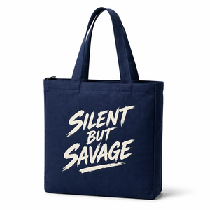 Bolsa de Lona Azul Oscuro AMANI de 300 g/m², 15x13x3, con Cremallera de Algodón, Asa Larga, Reutilizable, Ecológica, con Impresión Personalizada, para Artículos Esenciales Diarios - Product Image 1