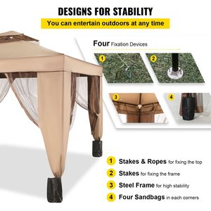 Grande Gazebo da Esterno 3x3 Metri con Tettoia, Tenda Portatile con Struttura in Acciaio per Giardino, Patio e Prato, con Spazio Ombreggiato per Feste - Product Image 4
