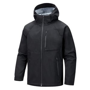 Blouson matelassé noir à capuche pour homme, imperméable et respirant, coupe classique, fermeture éclair, idéal pour le printemps et les activités de plein air - Product Image 1
