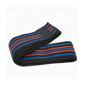 Manchon de genou rayé élastique avec logo personnalisé imprimé, soutien pour homme, vêtement de fitness rouge et noir - Product Image 4