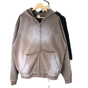 400 GSM lavado ácido desgastado Zip-Up sudaderas con capucha para Hombres estilo pesado grueso suave cálido Casual Streetwear capas sudadera - Product Image 2